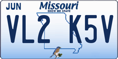 MO license plate VL2K5V