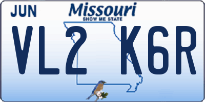 MO license plate VL2K6R