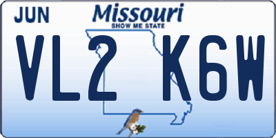 MO license plate VL2K6W