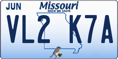 MO license plate VL2K7A