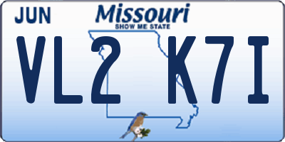 MO license plate VL2K7I