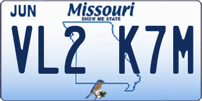 MO license plate VL2K7M