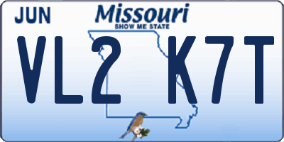 MO license plate VL2K7T