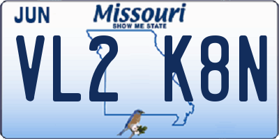 MO license plate VL2K8N