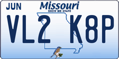 MO license plate VL2K8P