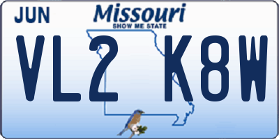 MO license plate VL2K8W