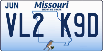 MO license plate VL2K9D