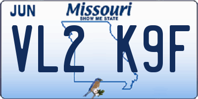 MO license plate VL2K9F