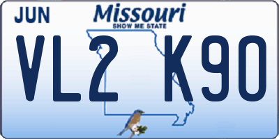 MO license plate VL2K9O