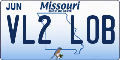 MO license plate VL2L0B