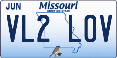 MO license plate VL2L0V