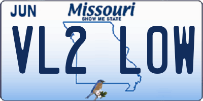 MO license plate VL2L0W
