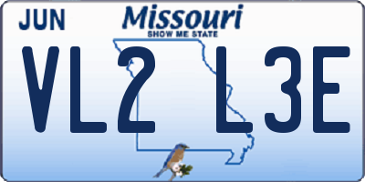 MO license plate VL2L3E