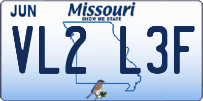 MO license plate VL2L3F
