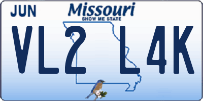 MO license plate VL2L4K