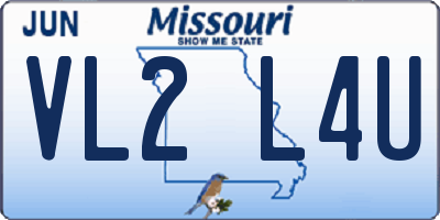 MO license plate VL2L4U
