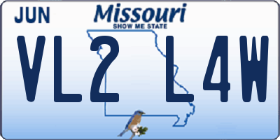 MO license plate VL2L4W
