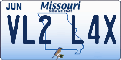 MO license plate VL2L4X