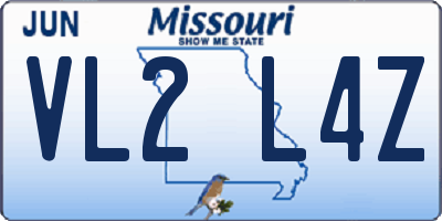 MO license plate VL2L4Z