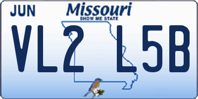 MO license plate VL2L5B