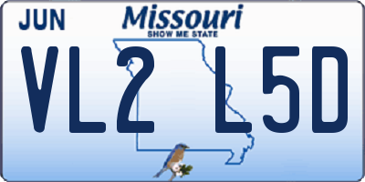 MO license plate VL2L5D