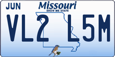 MO license plate VL2L5M
