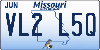 MO license plate VL2L5Q