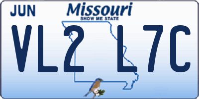 MO license plate VL2L7C