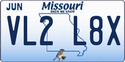 MO license plate VL2L8X
