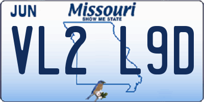 MO license plate VL2L9D