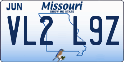 MO license plate VL2L9Z