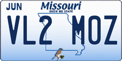 MO license plate VL2M0Z