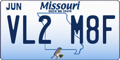 MO license plate VL2M8F
