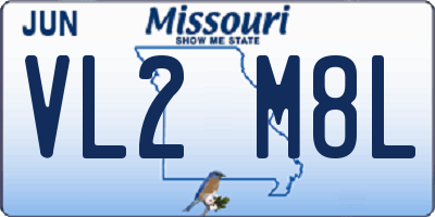 MO license plate VL2M8L