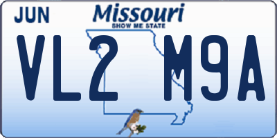 MO license plate VL2M9A