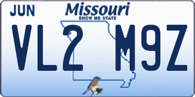 MO license plate VL2M9Z