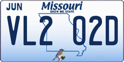 MO license plate VL2O2D