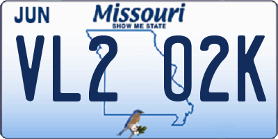 MO license plate VL2O2K