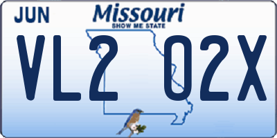 MO license plate VL2O2X
