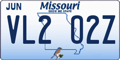 MO license plate VL2O2Z