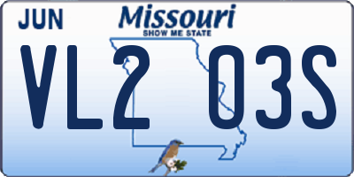 MO license plate VL2O3S