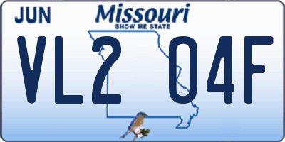 MO license plate VL2O4F
