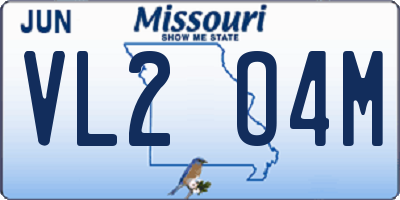 MO license plate VL2O4M