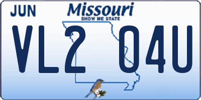 MO license plate VL2O4U