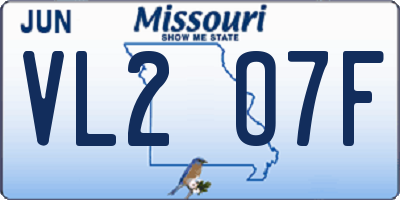MO license plate VL2O7F