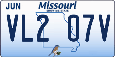 MO license plate VL2O7V