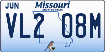MO license plate VL2O8M