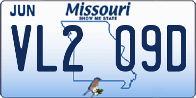MO license plate VL2O9D
