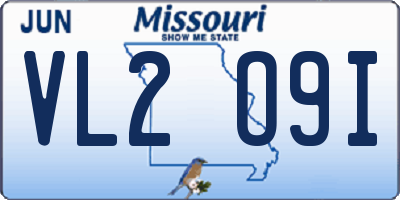 MO license plate VL2O9I