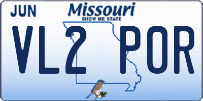MO license plate VL2P0R